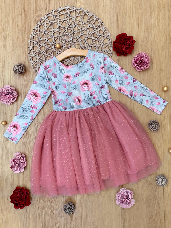 Whimsical Rose Glitter Tutu Dress Mia Belle Girls