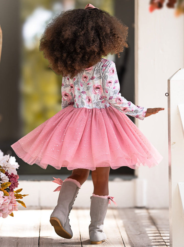 Whimsical Rose Glitter Tutu Dress Mia Belle Girls