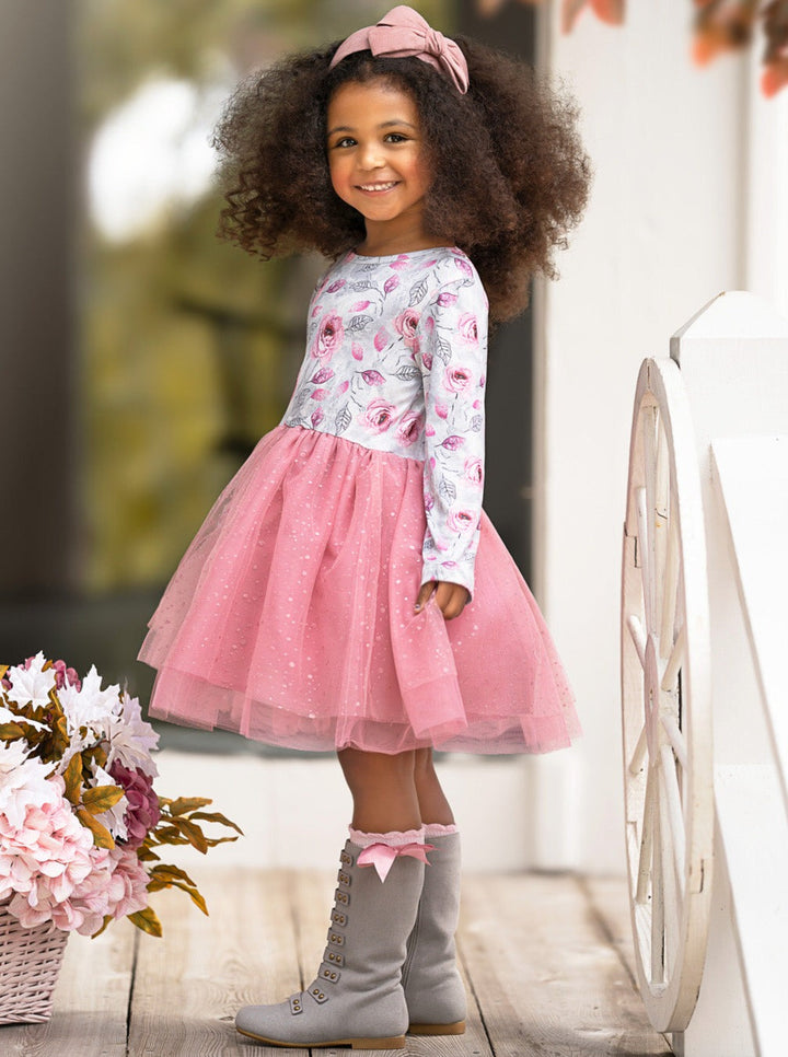 Whimsical Rose Glitter Tutu Dress Mia Belle Girls