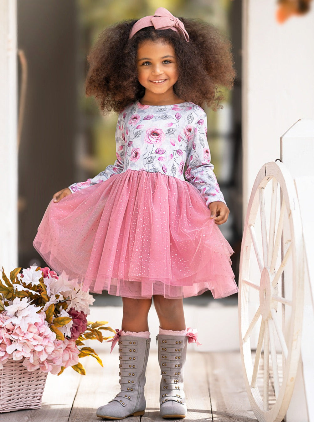 Whimsical Rose Glitter Tutu Dress Mia Belle Girls