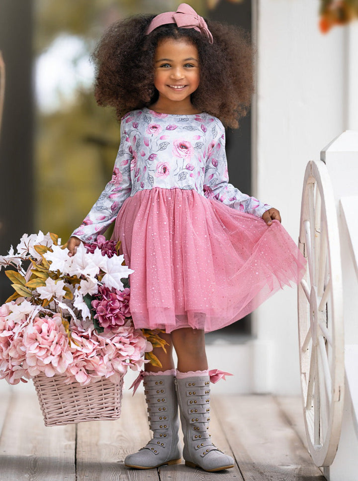 Whimsical Rose Glitter Tutu Dress Mia Belle Girls