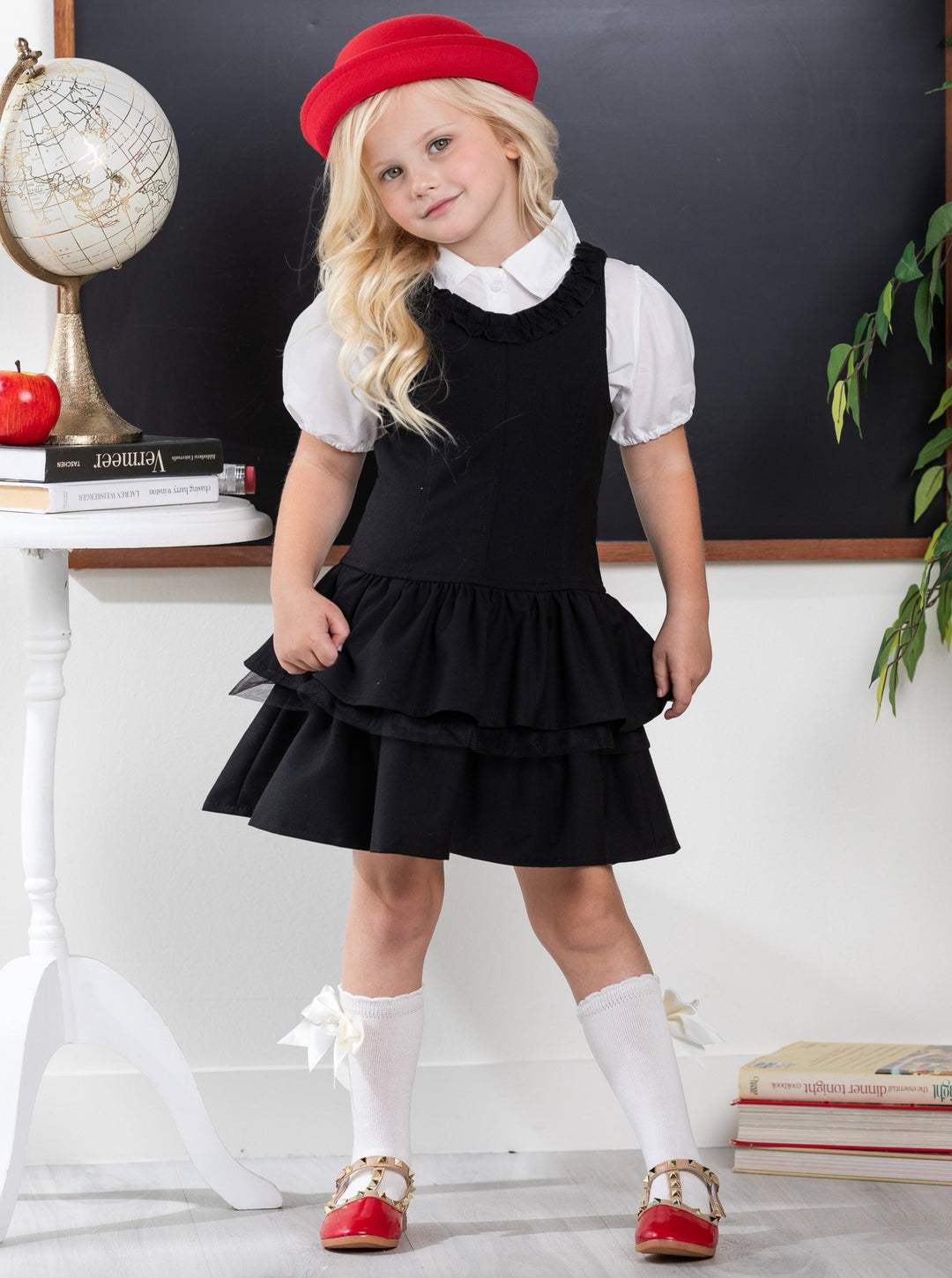 Black Bow Tiered Ruffle Dress by Kids Couture – Mia Belle Girls