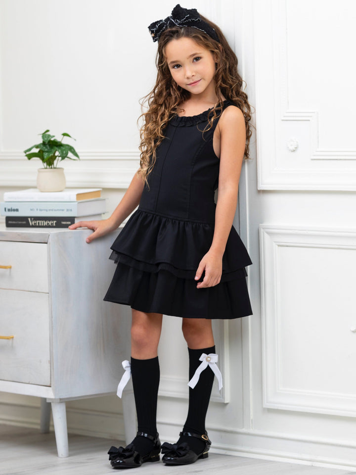 Black Bow Tiered Ruffle Dress by Kids Couture Mia Belle Girls