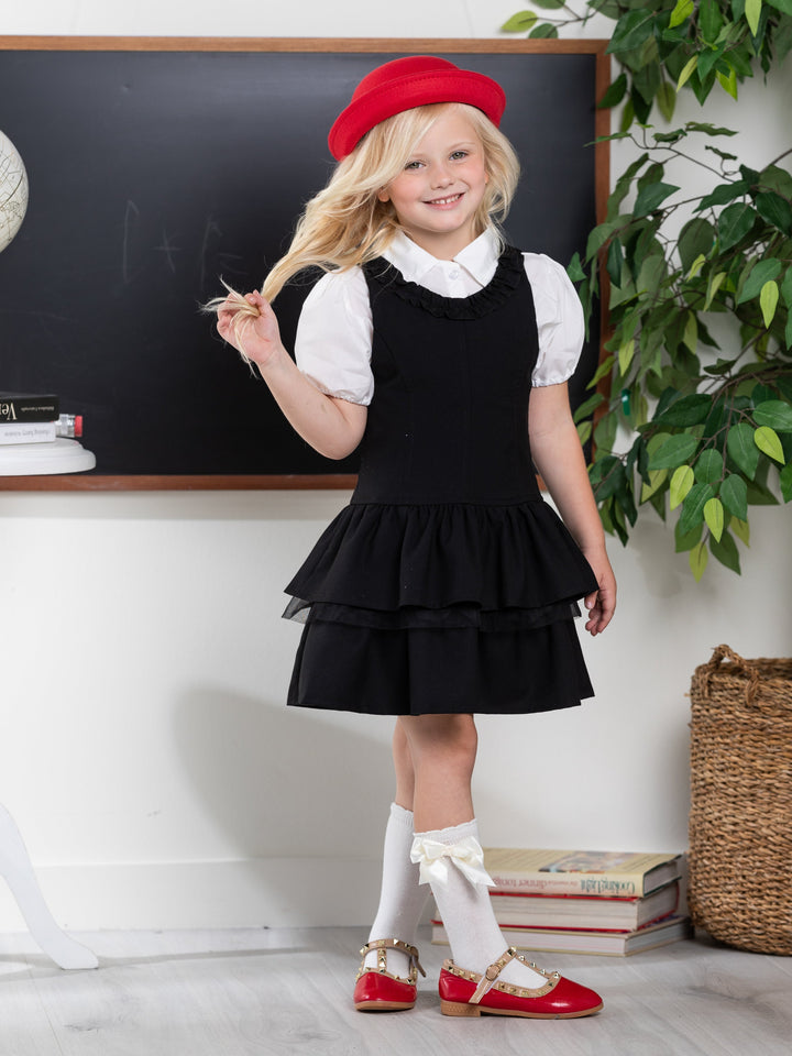 Black Bow Tiered Ruffle Dress by Kids Couture Mia Belle Girls