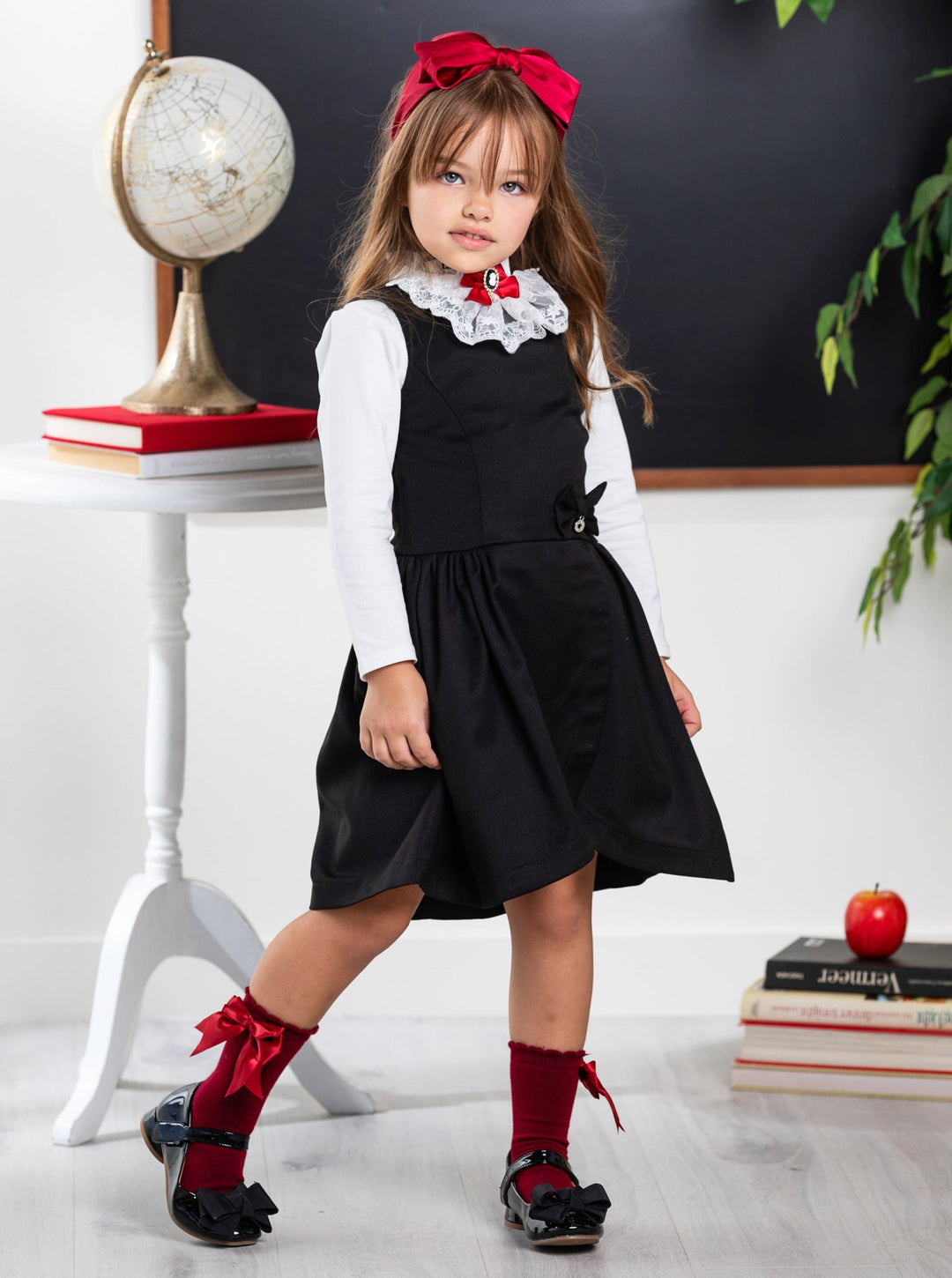 Classic Black Bow Accent A-Line Dress by Kids Couture Mia Belle Girls