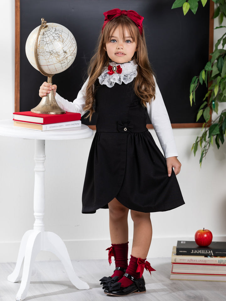 Classic Black Bow Accent A-Line Dress by Kids Couture Mia Belle Girls