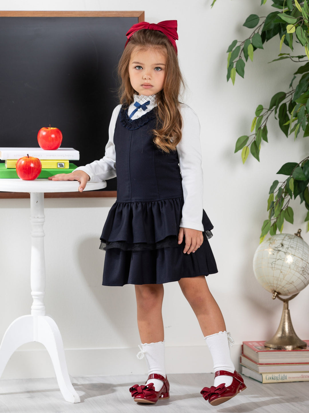 Navy Tiered Girls Uniform Dress by Kids Couture Mia Belle Girls
