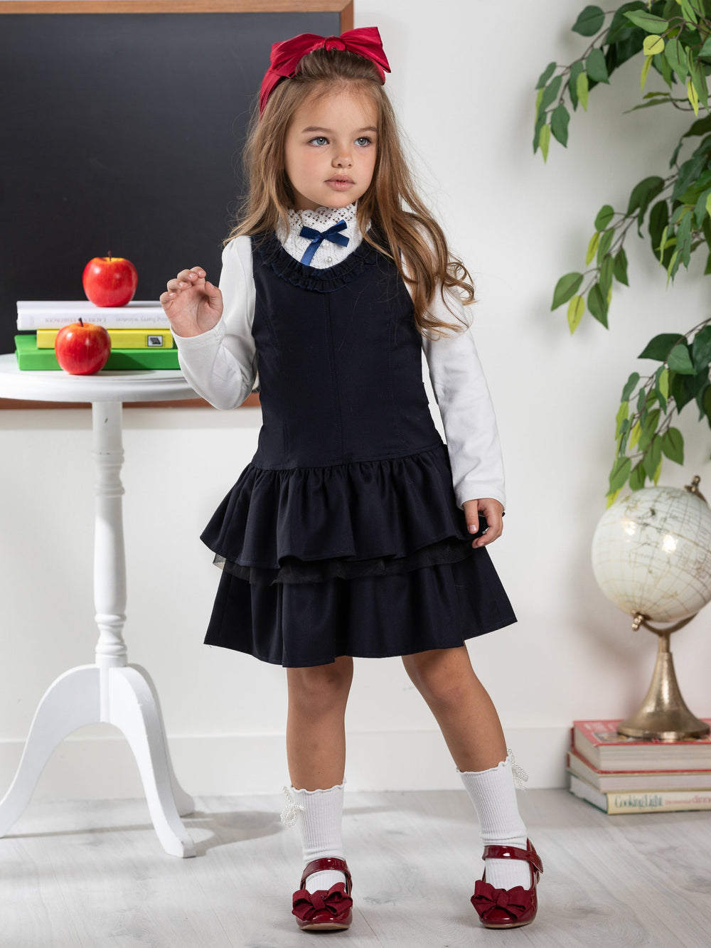 Navy Tiered Girls Uniform Dress by Kids Couture Mia Belle Girls