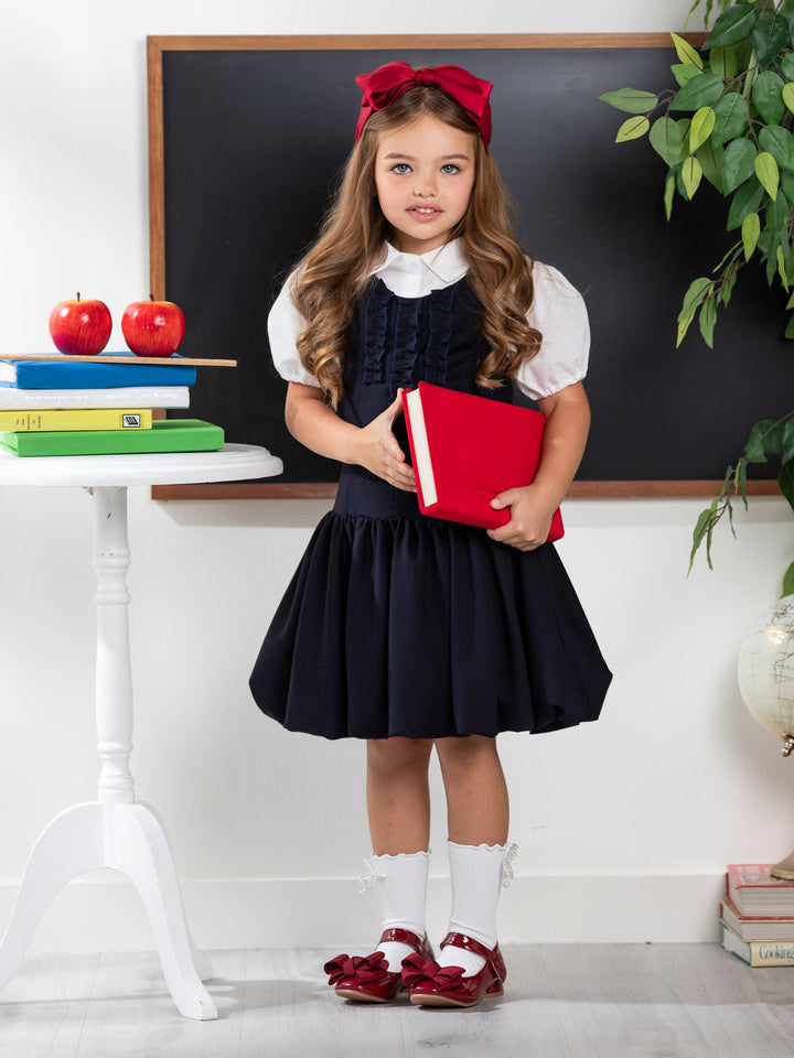 Chic Navy Ruffle Uniform Dress by Kids Couture Mia Belle Girls