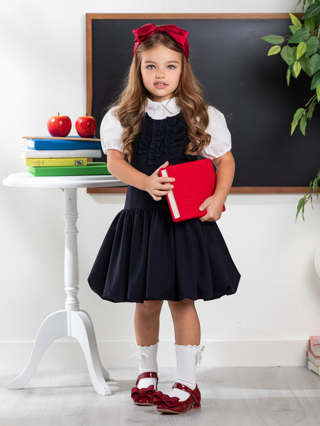 Chic Navy Ruffle Uniform Dress by Kids Couture Mia Belle Girls