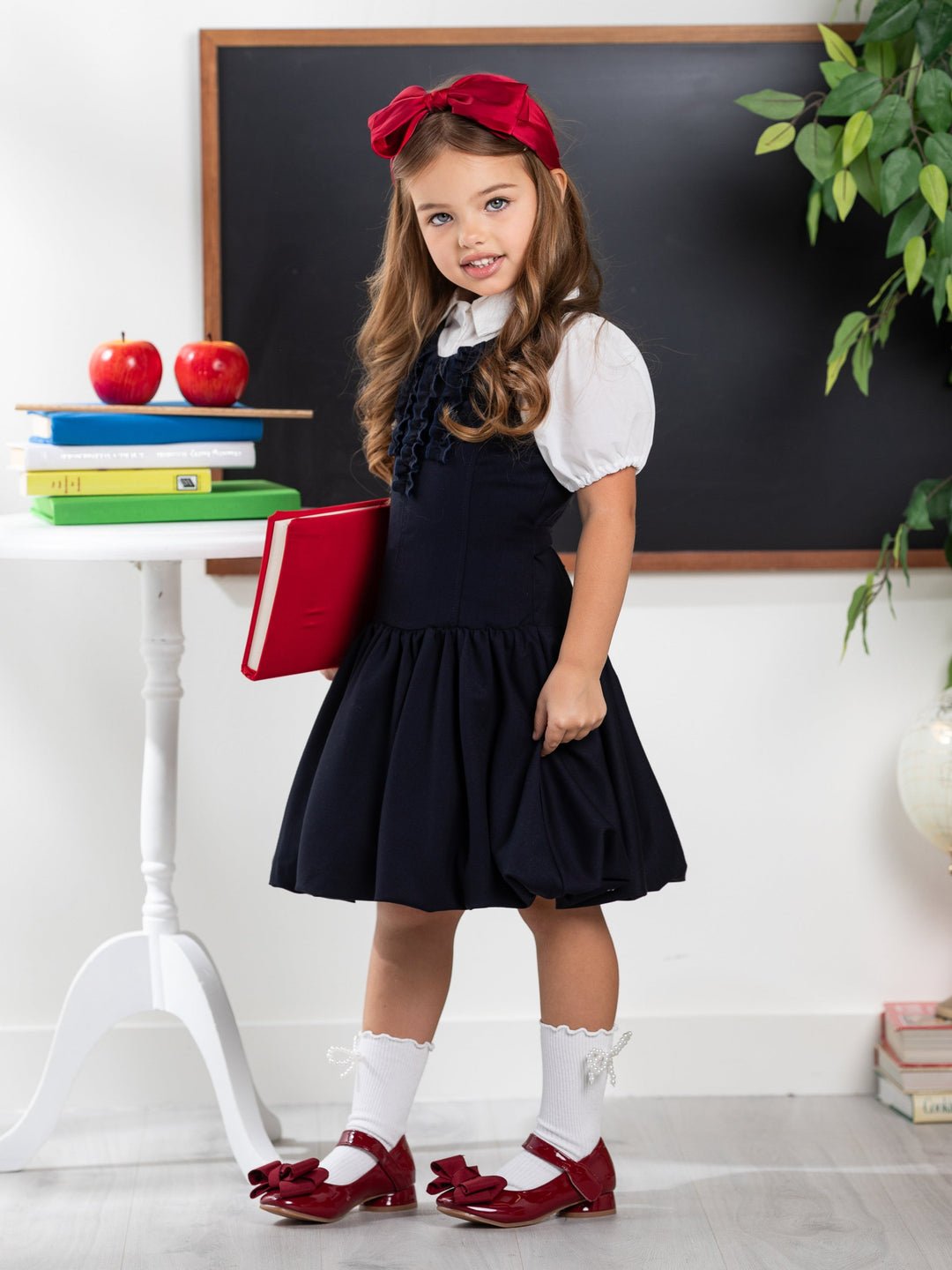 Chic Navy Ruffle Uniform Dress by Kids Couture Mia Belle Girls