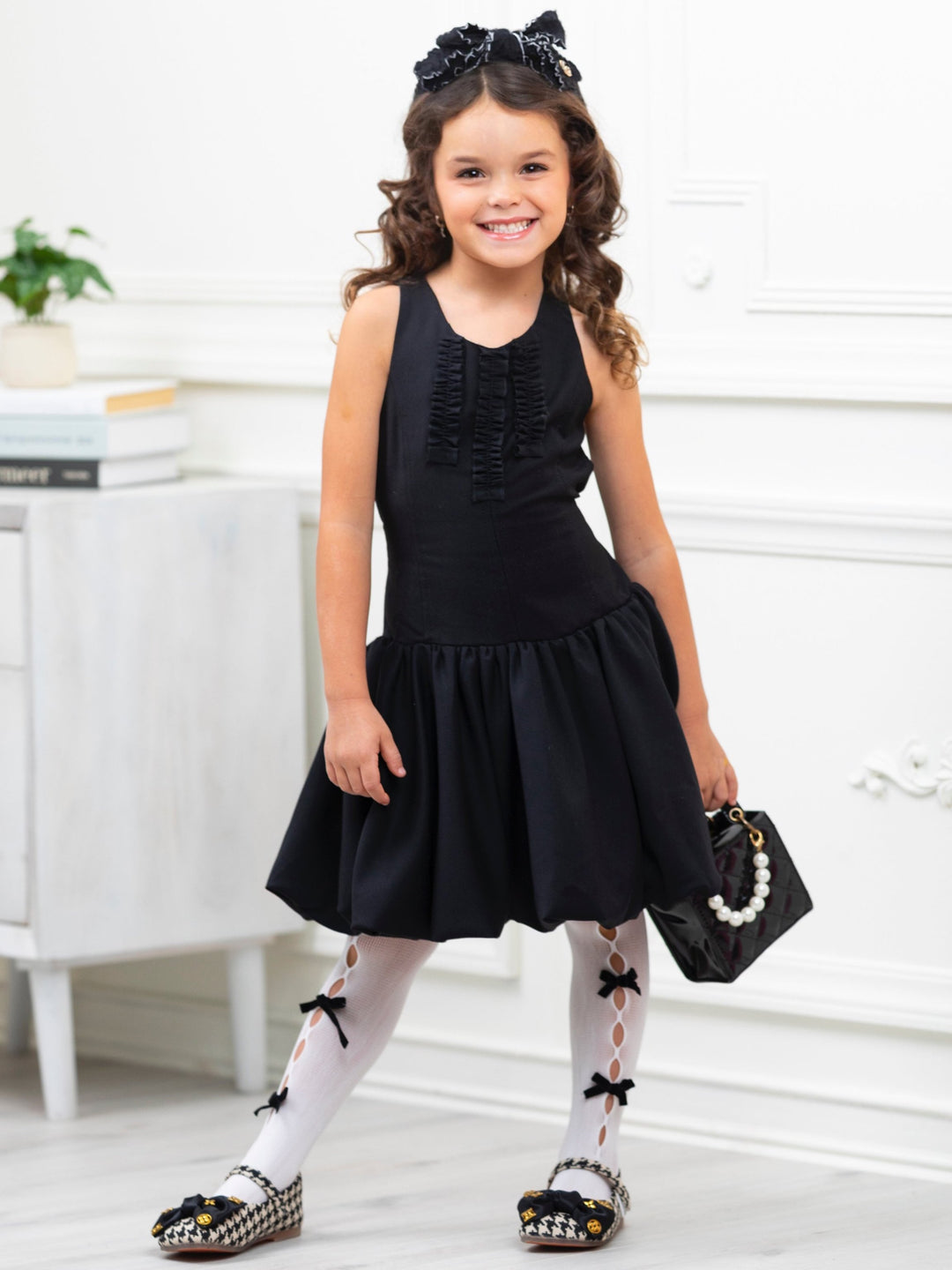 black kids dress Black Sophisticated Sweetheart Ruffle Trim Dress by Kids Couture – Mia  Belle Girls