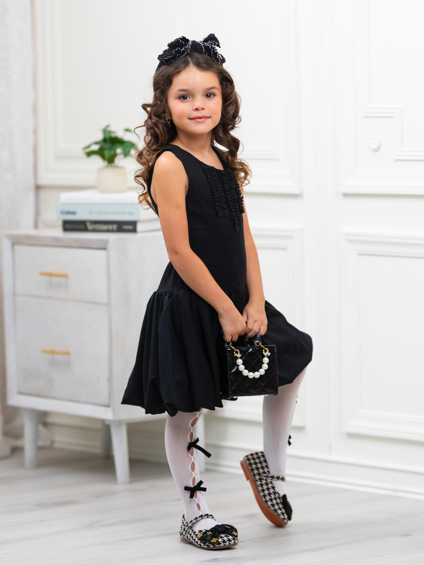 Black Sophisticated Sweetheart Ruffle Trim Dress by Kids Couture – Mia Belle Girls