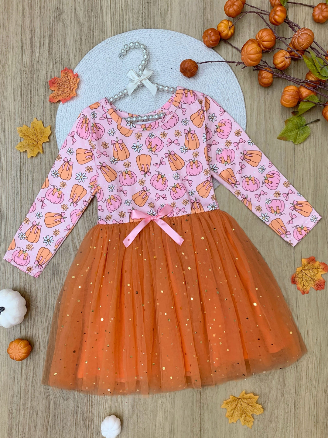 Fall Fun Pumpkin Glitter Tutu Dress Orange / 4T/5Y