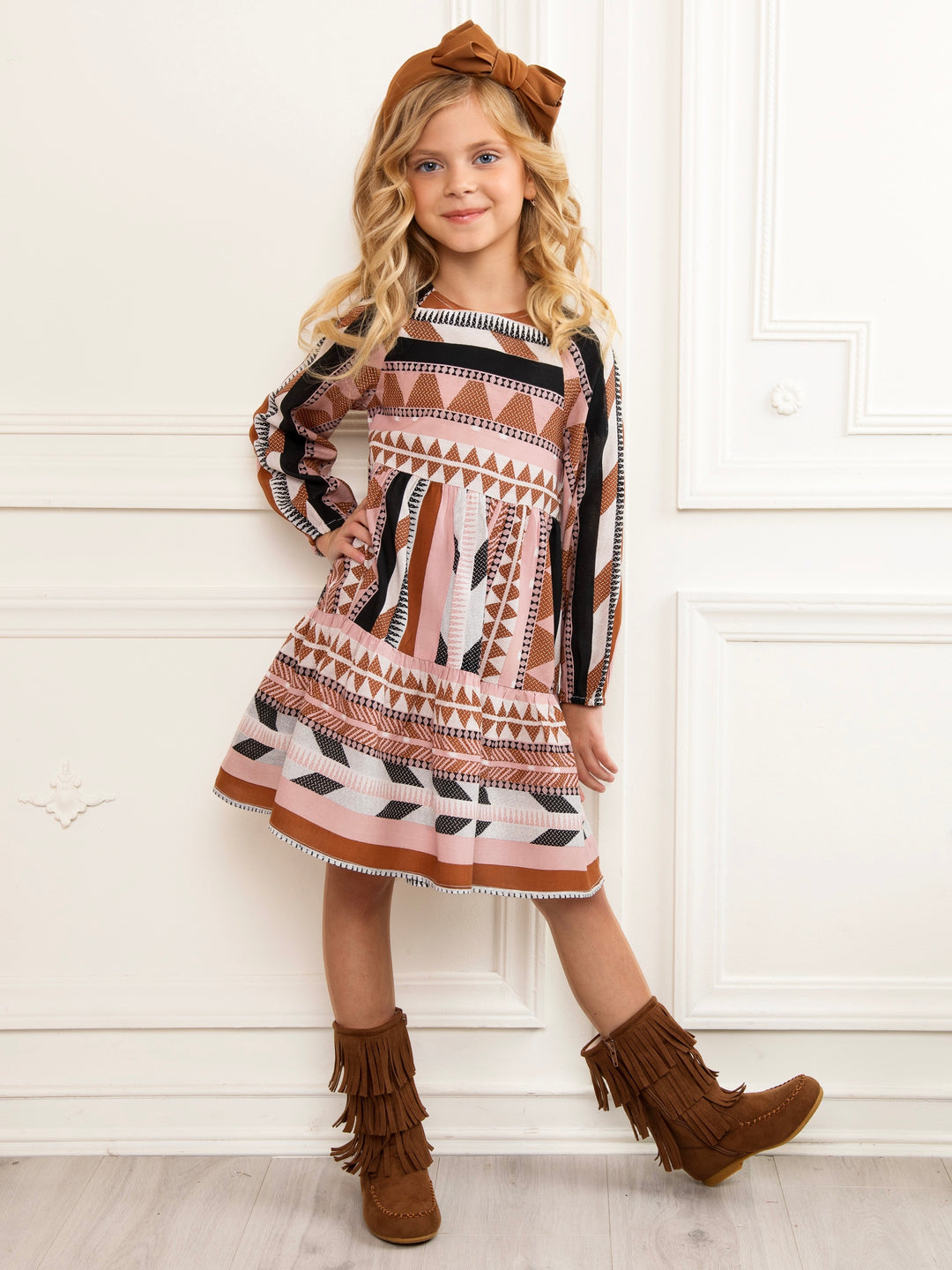 babydoll dress cotton Striped Spaghetti Strap Ruffled Button-Down knee hemline with relaxed fit Boho Pink Long Sleeve Cotton