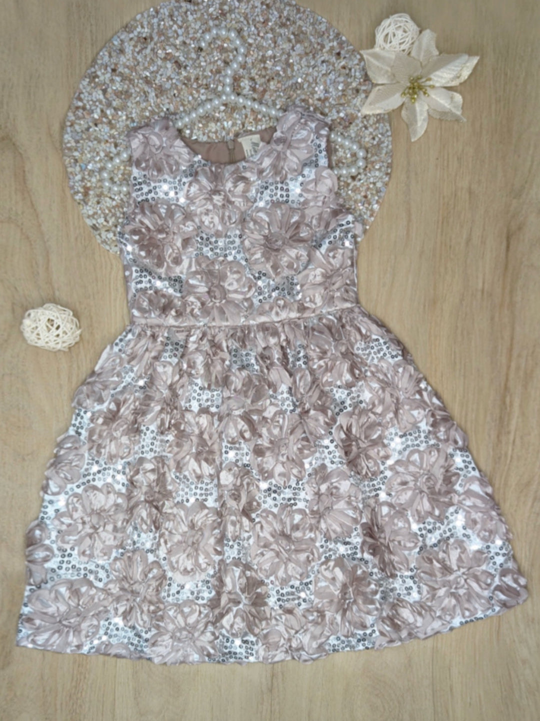 Dazzling Silver Petal Princess Tank Dress