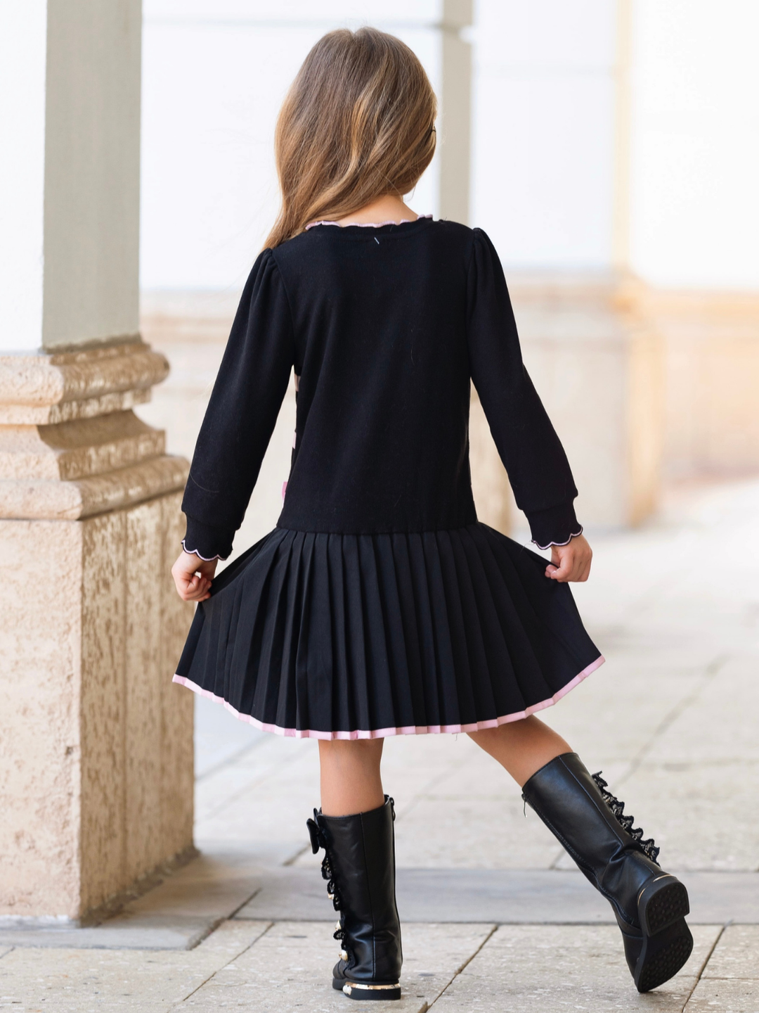 Bow Belle Pleated Sweater Dress