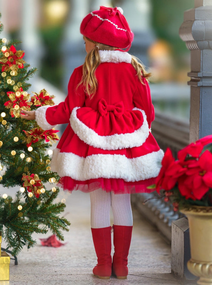 Mia Belle Girls Red Faux Fur Duchess Coat | Girls Winter Coats