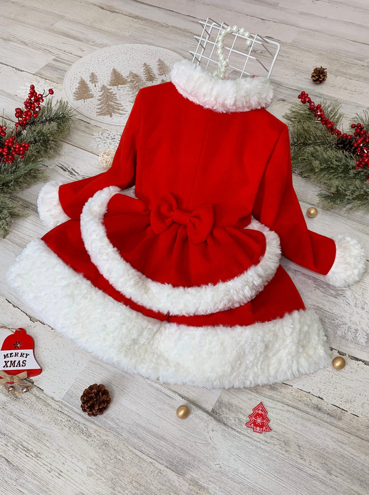 Mia Belle Girls Red Faux Fur Duchess Coat | Girls Winter Coats