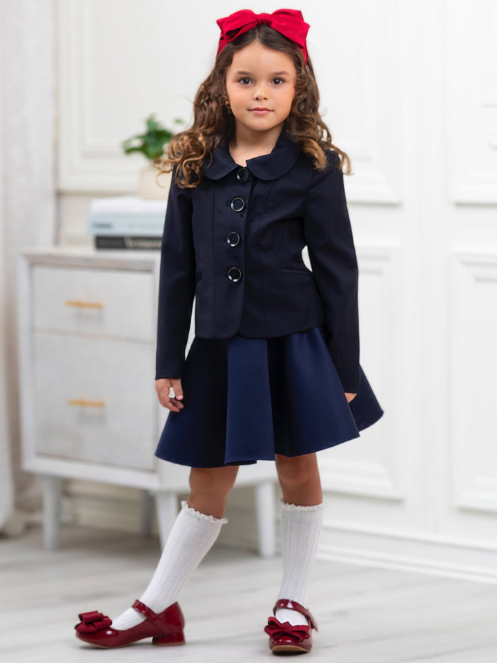 Refined Peter Pan Collar Navy Blazer by Kids Couture Mia Belle Girls