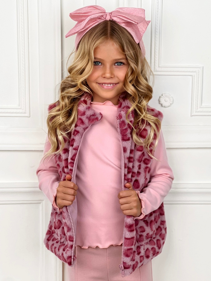 Chic & Wild Pink Leopard Faux Fur Vest
