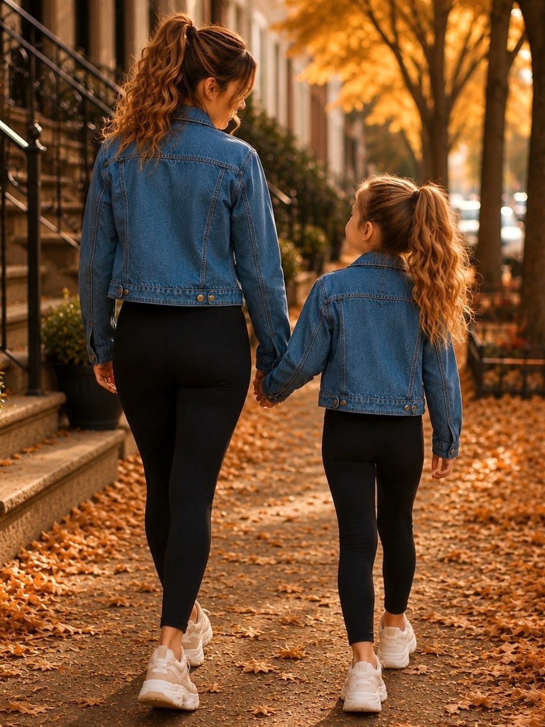 Soft-wash denim jackets for Mommy & Me outfits.