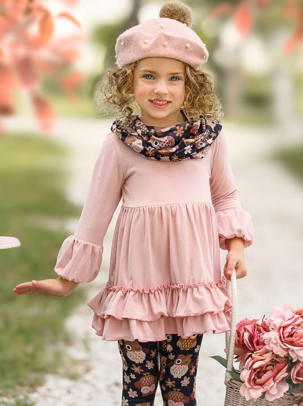 Fall Outfits | Cute Tunic, Scarf & Legging Set | Mia Belle Girls