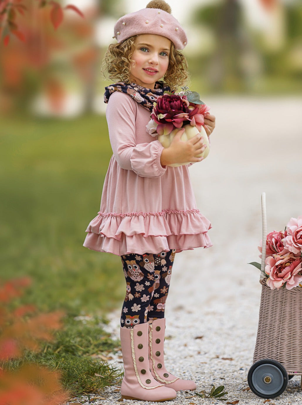 Fall Outfits | Cute Tunic, Scarf & Legging Set | Mia Belle Girls