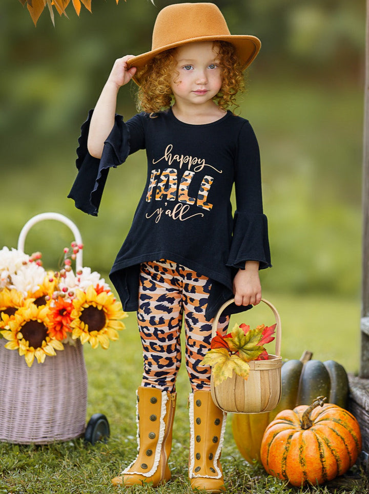 Little Girls Fall Outfits | Leopard Print Legging Set | Girls Boutique