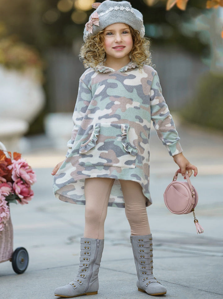 Girls Fall Clothes | Camo Print Hoodie & Legging Set - Mia Belle Girls