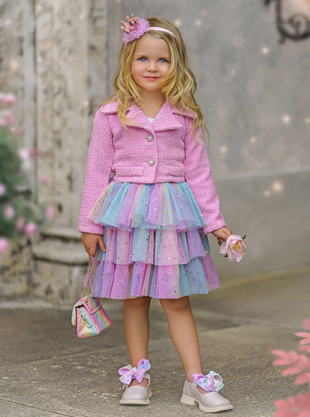 Fairy Flutter Jacket & Rainbow Tutu Skirt Set