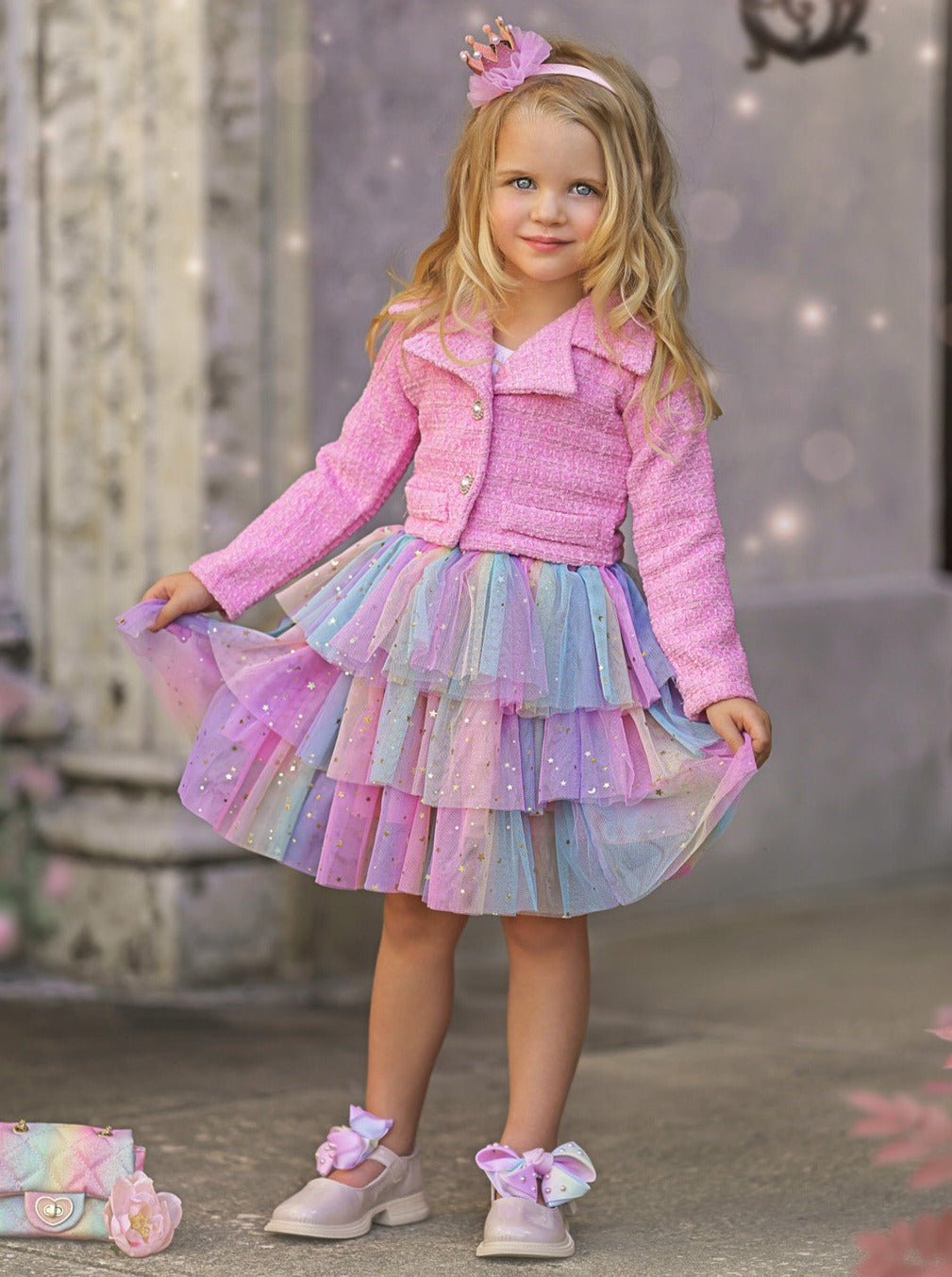 Fairy Flutter Jacket & Rainbow Tutu Skirt Set