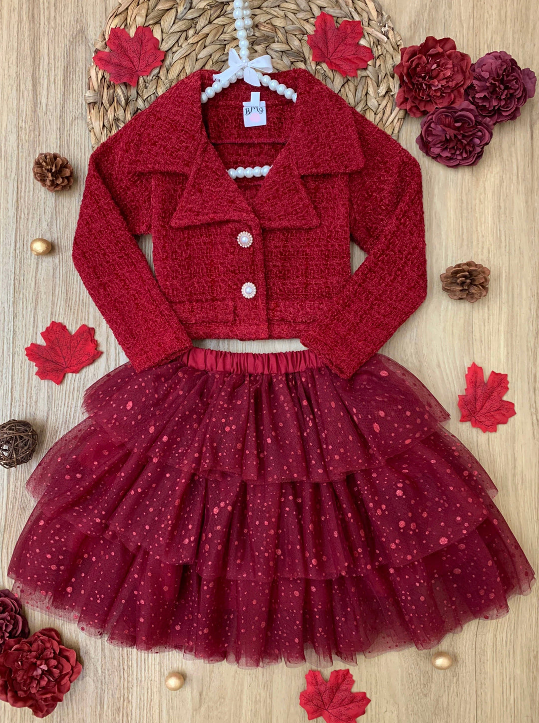 Fairy Flutter Red Jacket & Tutu Skirt Set