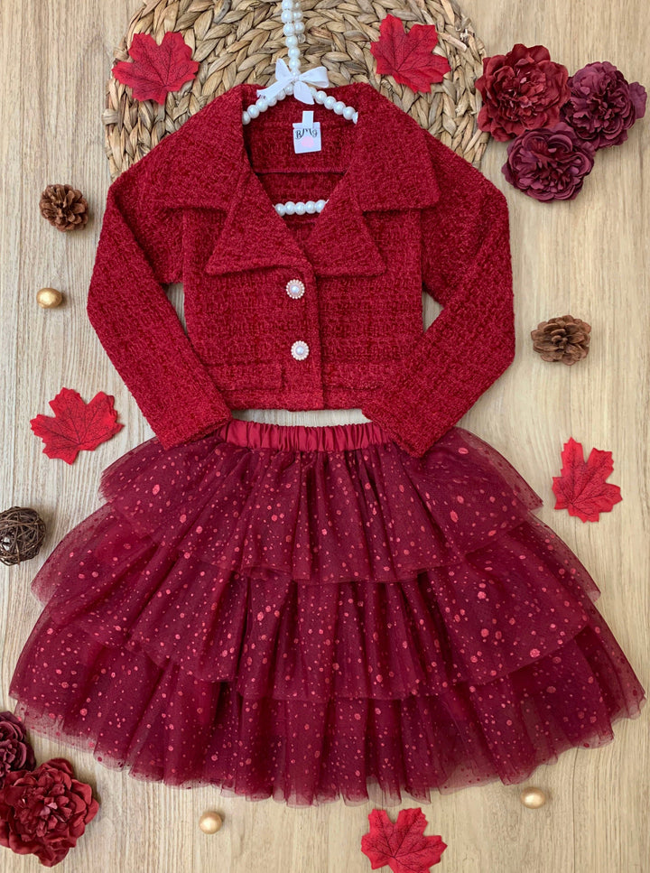 Fairy Flutter Red Jacket & Tutu Skirt Set