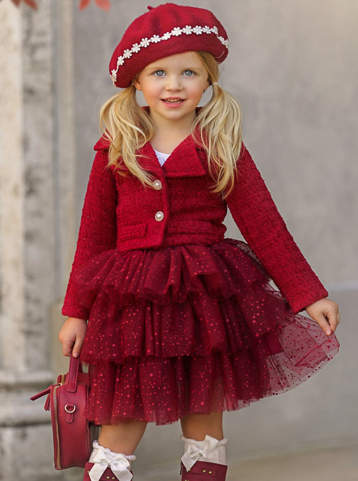 Fairy Flutter Red Jacket & Tutu Skirt Set