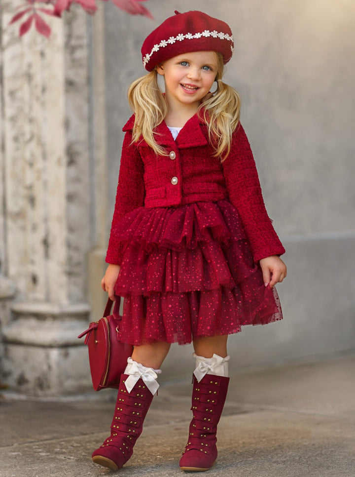 Fairy Flutter Red Jacket & Tutu Skirt Set