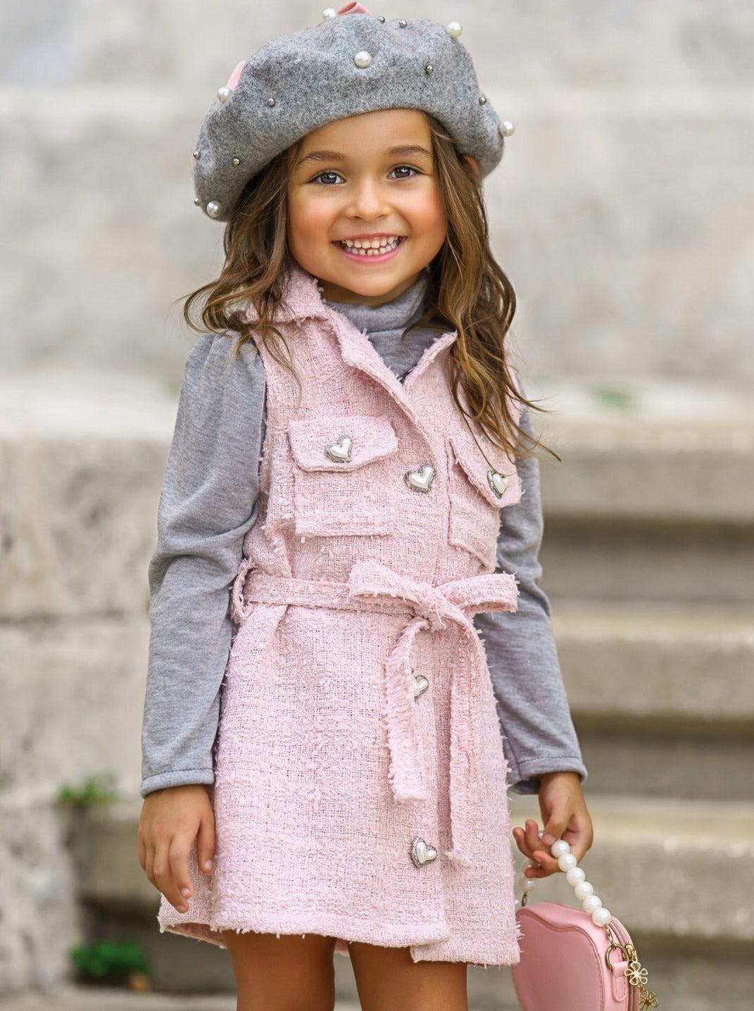 Forever Chic Black Sweater & Belted Pink Dress Set