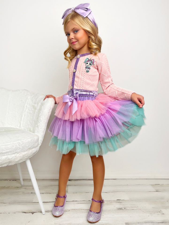 L.O.L. SURPRISE! x Mia Belle Girls Unicorn Pastel Tutu Skirt Set
