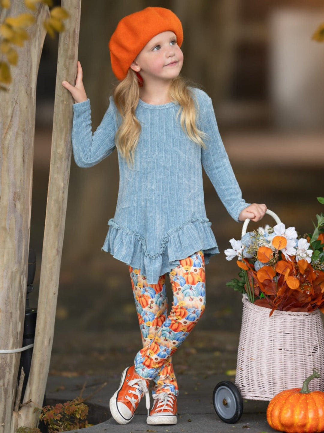 Pumpkin Patch Ruffle Tunic and Legging Set Mia Belle Girls