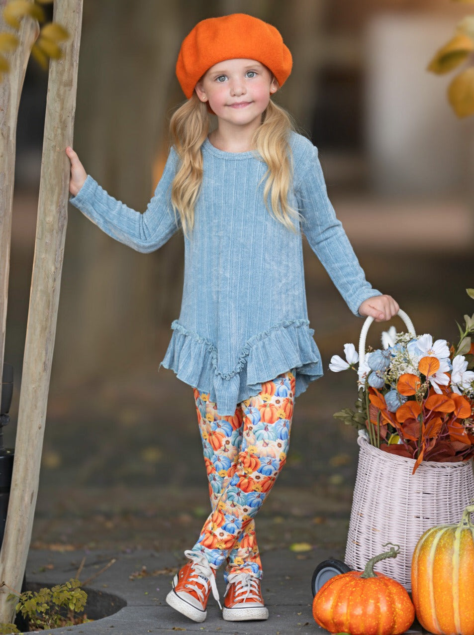 Pumpkin Patch Ruffle Tunic and Legging Set Mia Belle Girls