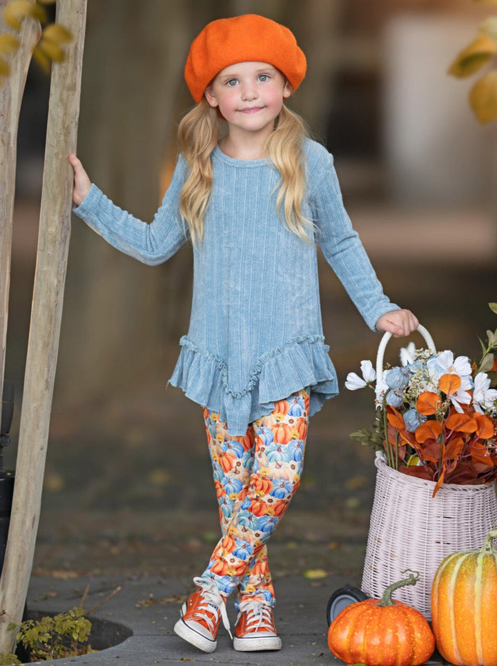 Pumpkin Patch Ruffle Tunic and Legging Set Mia Belle Girls