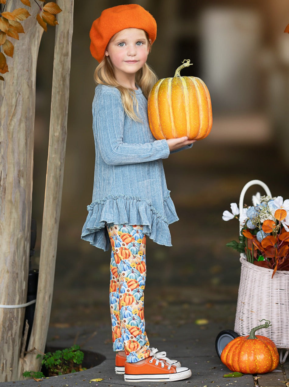 Pumpkin Patch Ruffle Tunic and Legging Set Mia Belle Girls