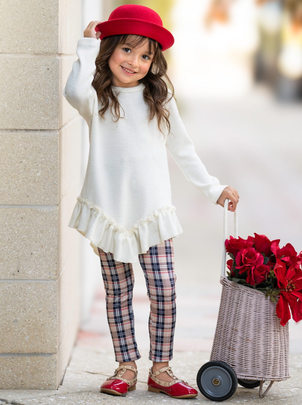 Breezey Ruffle Tunic and Plaid Legging Set Mia Belle Girls