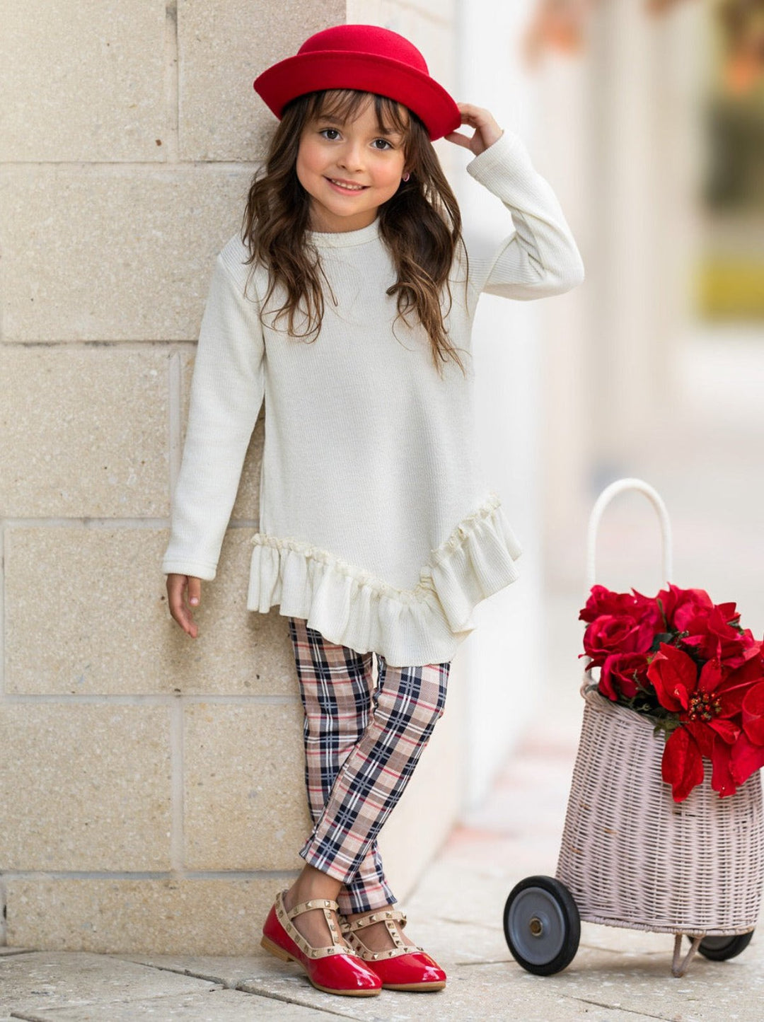 Breezey Ruffle Tunic and Plaid Legging Set Mia Belle Girls