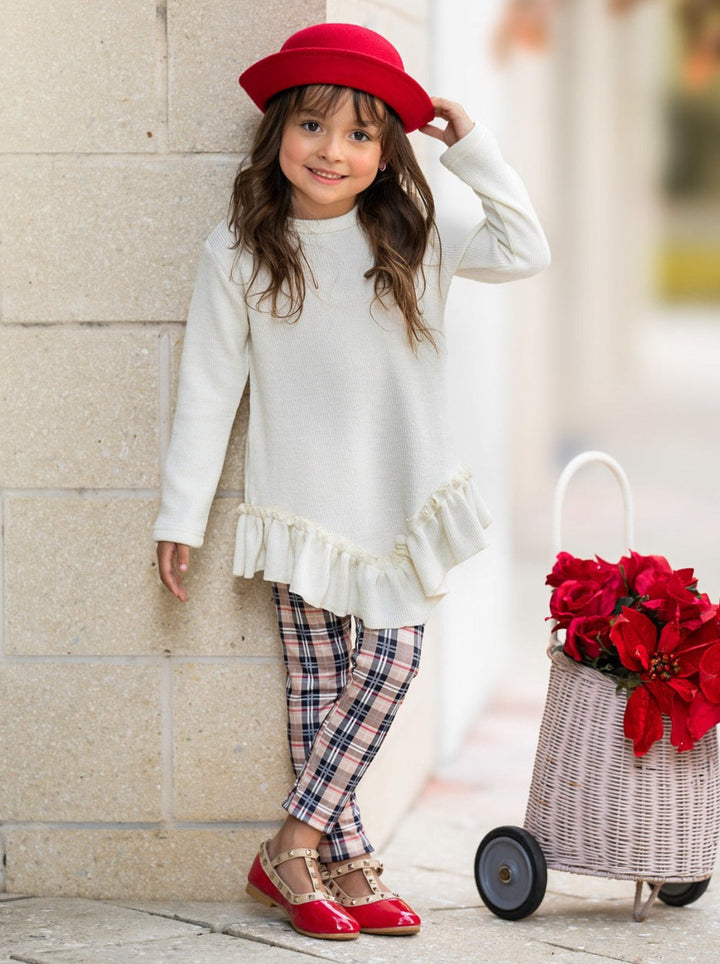 Breezey Ruffle Tunic and Plaid Legging Set Mia Belle Girls