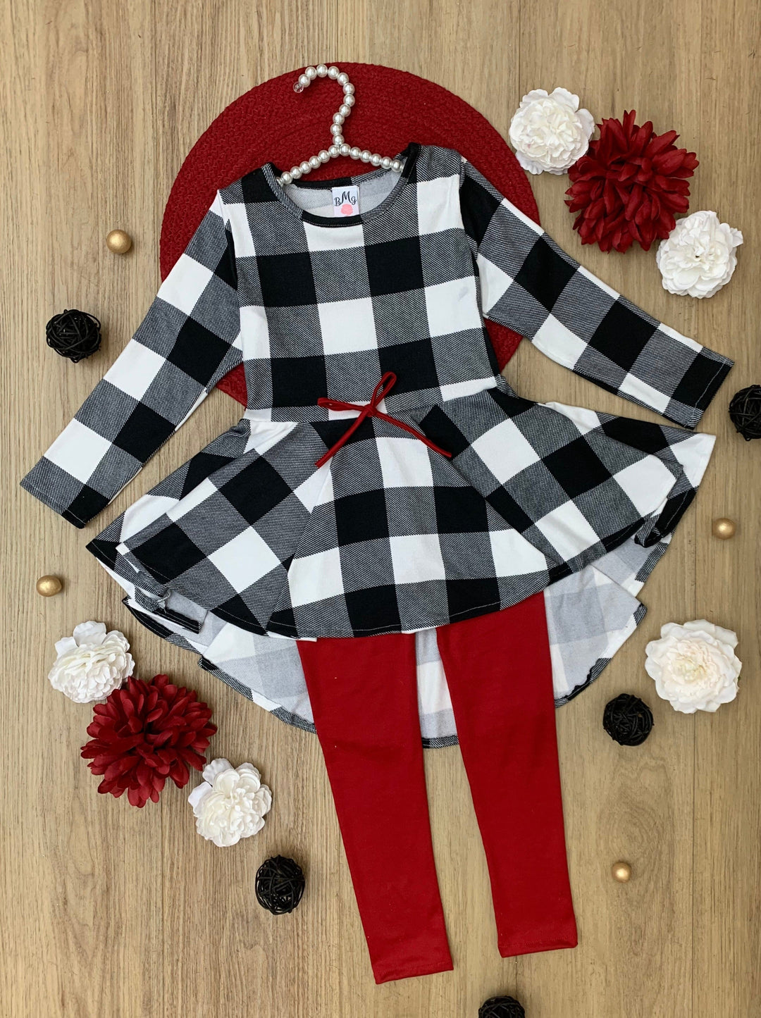 Plaid Hi-Lo Tunic and Legging Set Mia Belle Girls