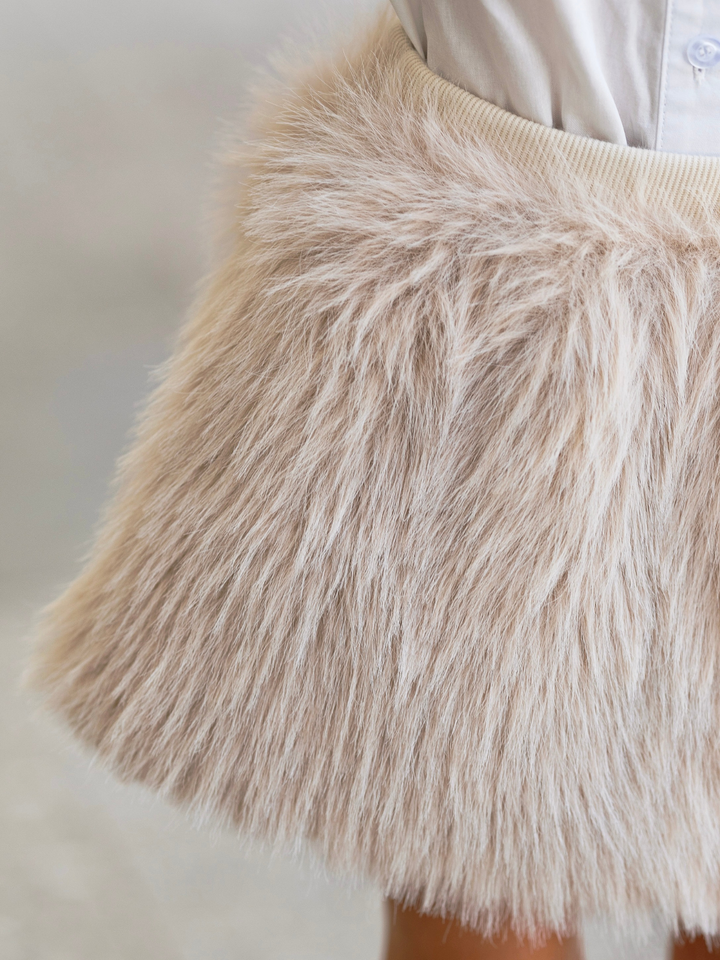 Graceful Glam Cardigan and Faux Fur Skirt 3-Piece Set