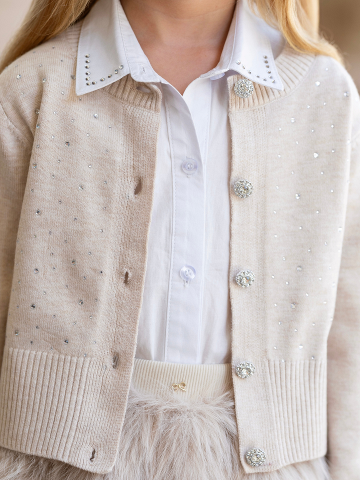 Graceful Glam Cardigan and Faux Fur Skirt 3-Piece Set
