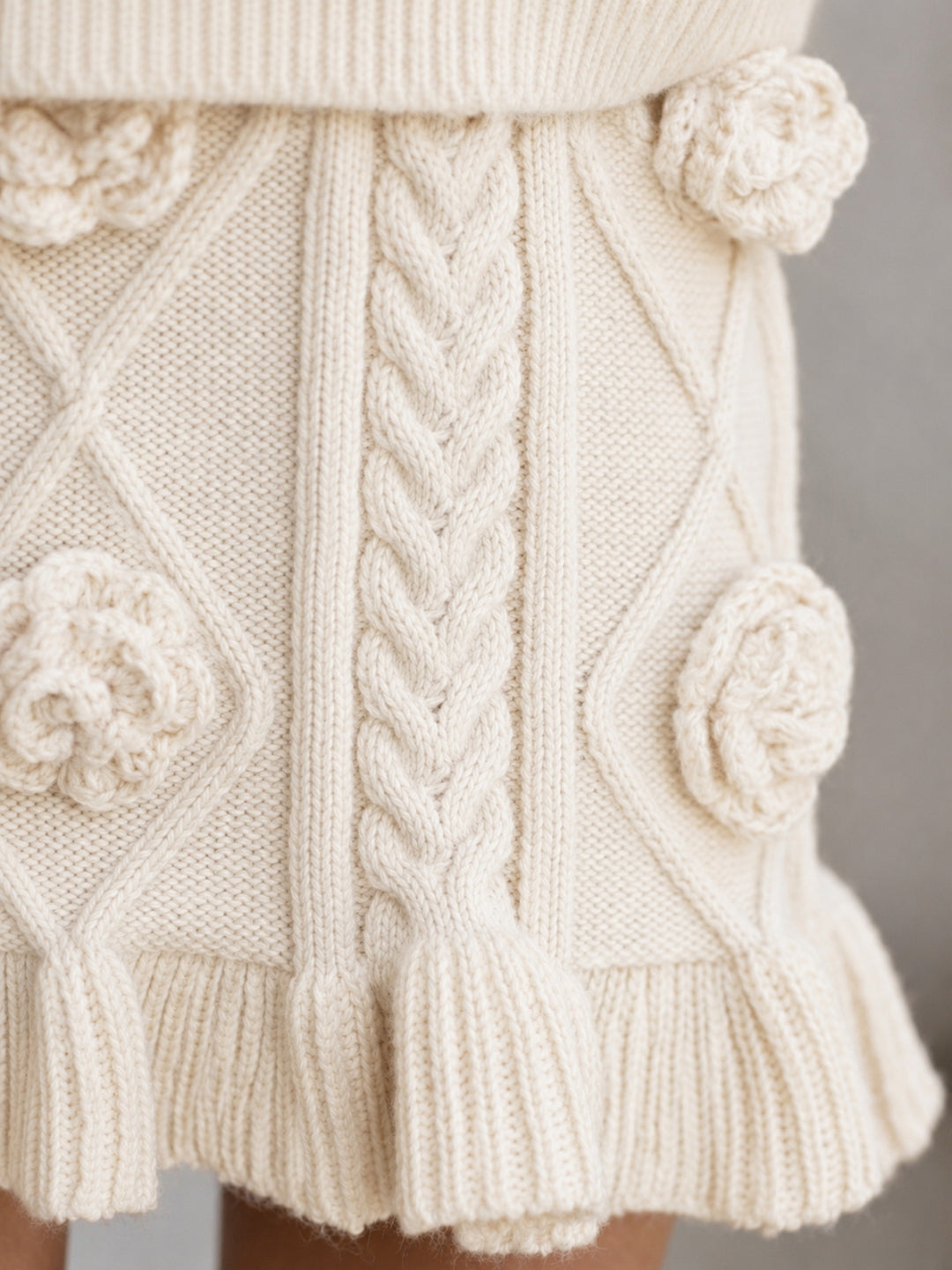 Cozy Charm Rosette Sweater and Skirt Set
