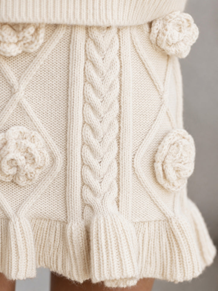 Cozy Charm Rosette Sweater and Skirt Set